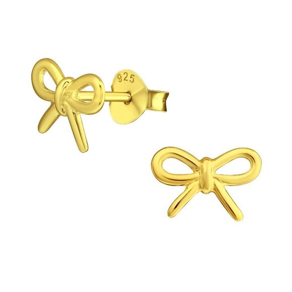 COPY - 14k Gold Dainty Bowtie Stud Earrings - Picture 1 of 8